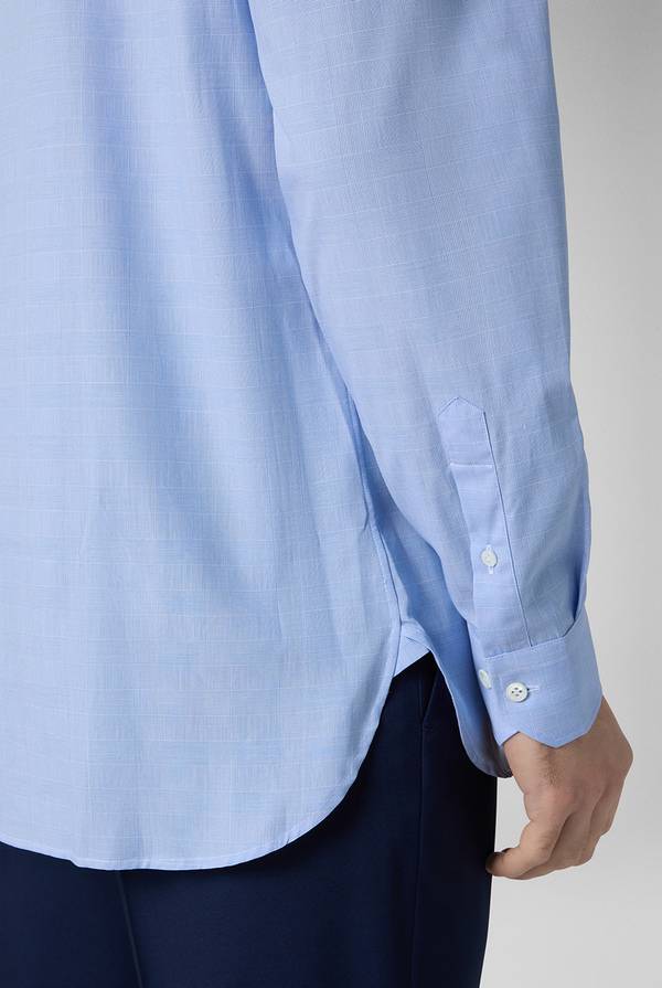 Lab. Pal Zileri Camicia Principe di Galles azzurra Presa