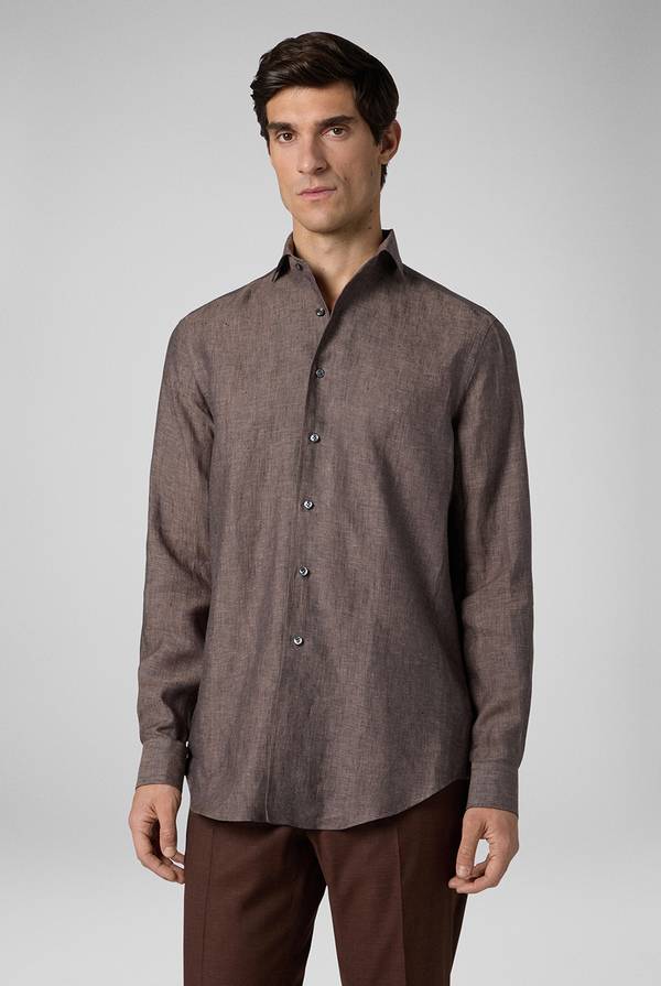 Lab. Pal Zileri Camicia in lino marrone Economico