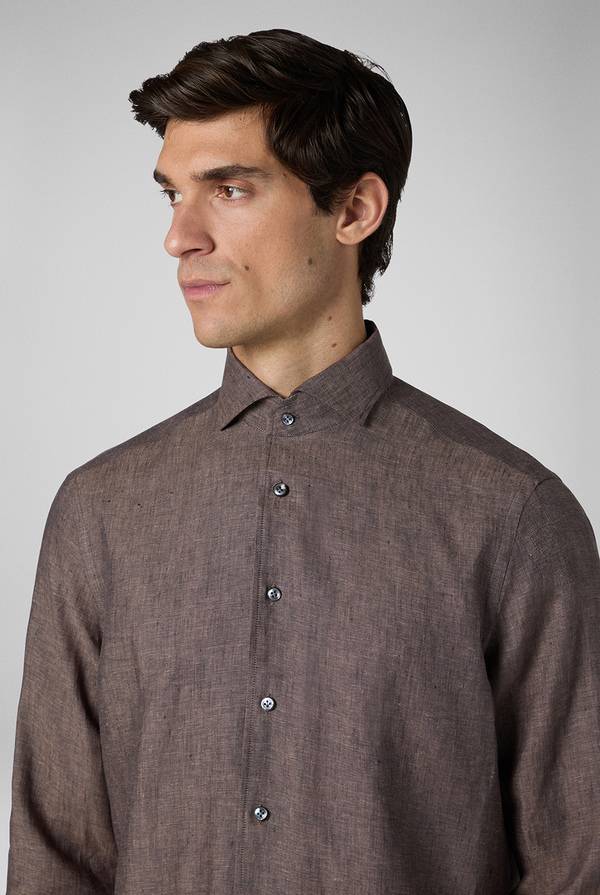 Lab. Pal Zileri Camicia in lino marrone Economico
