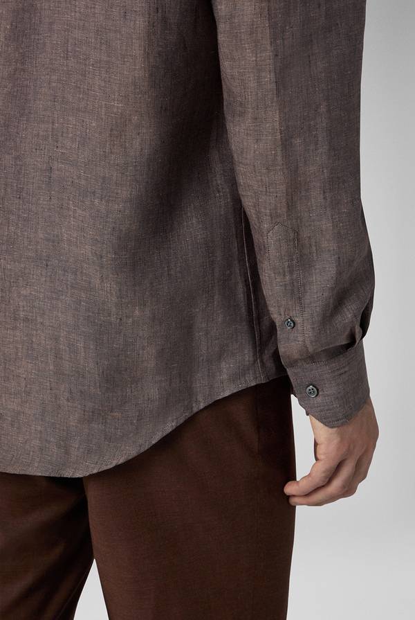 Lab. Pal Zileri Camicia in lino marrone Economico