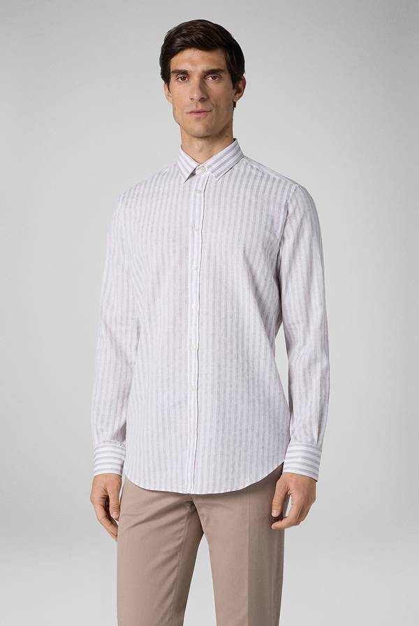 Lab. Pal Zileri Camicia a macro righe bianche e azzurre Vendite Flash