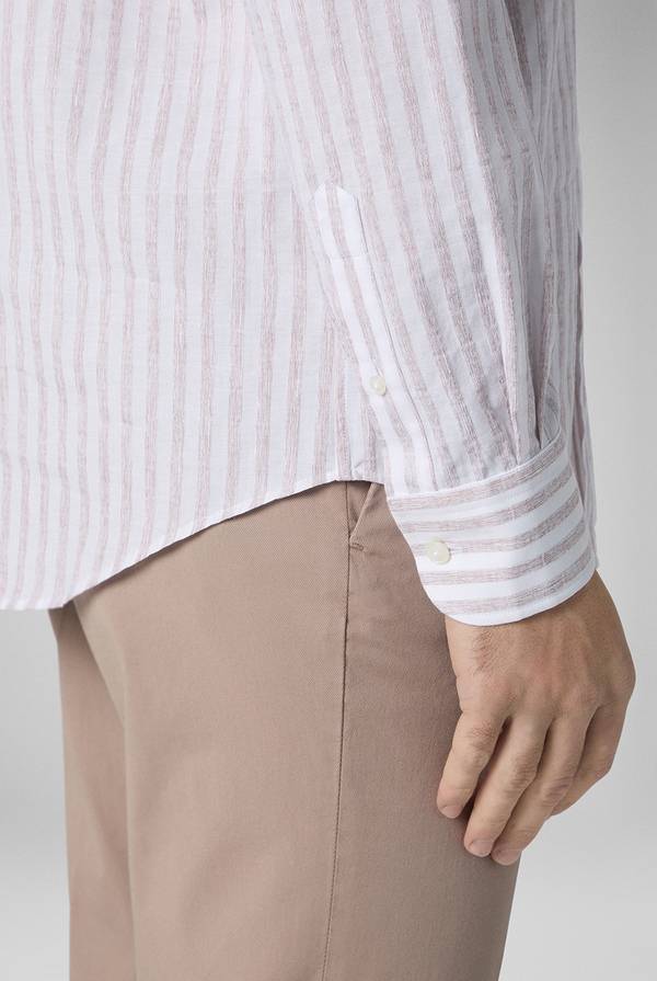 Lab. Pal Zileri Camicia a macro righe bianche e azzurre Vendite Flash