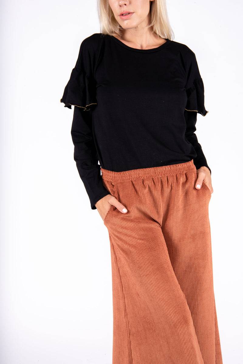 Olive E Miele PANTALONE MOLLIE VELLUTO MATTONE Consegna Veloce