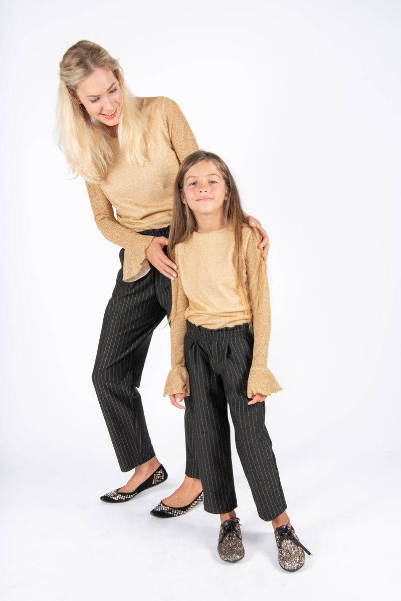 Olive E Miele MiniMe t-shirt Pam + pantalone Gertie gessato lurex Offerte