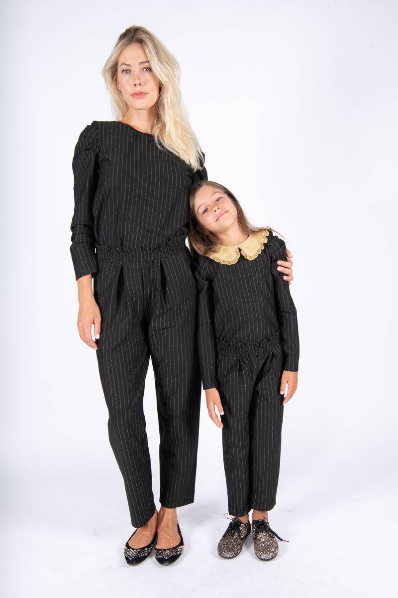 Olive E Miele MiniMe t-shirt Beth + pantalone Gertie gessato lurex Vendita Calda