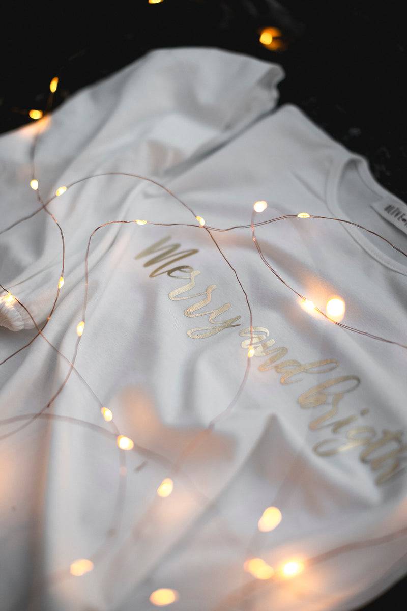 Olive E Miele T-SHIRT MERRY AND BRIGHT WHITE Fino Al -60%