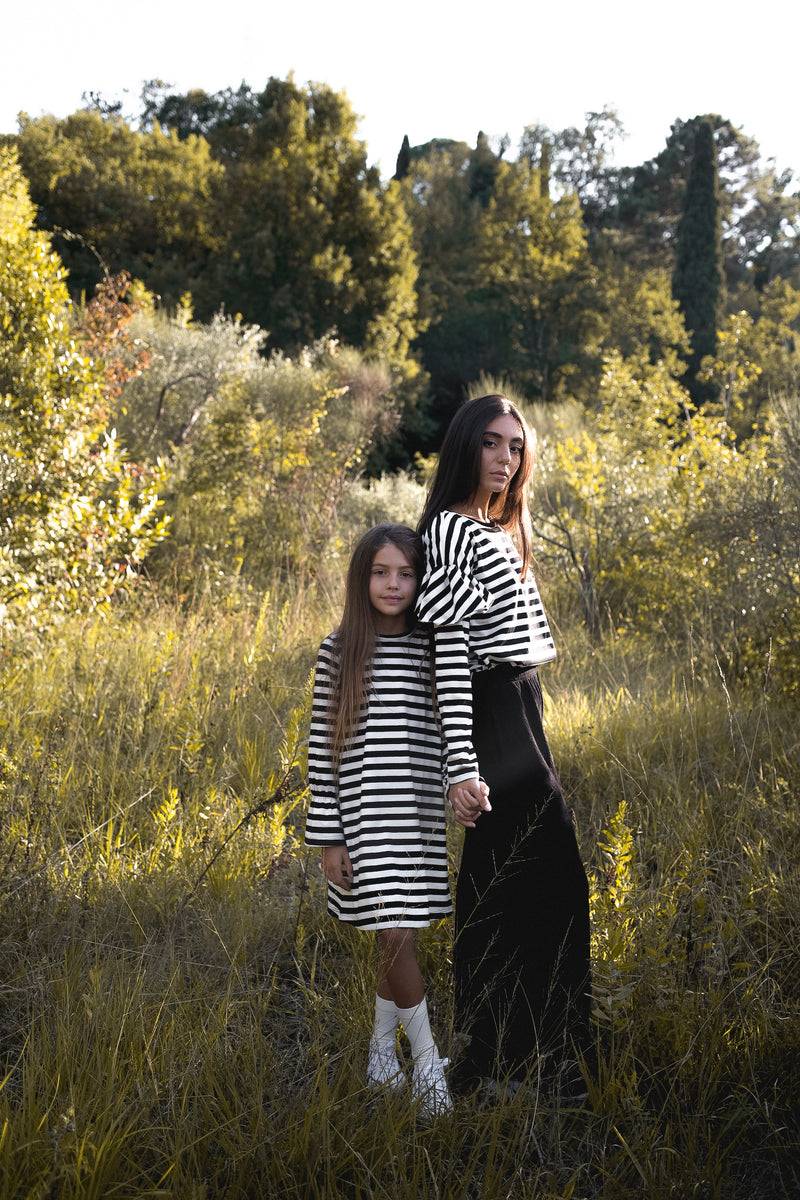 Olive E Miele ABITO CAROL RIGHE BIANCO-NERO Vendita Calda