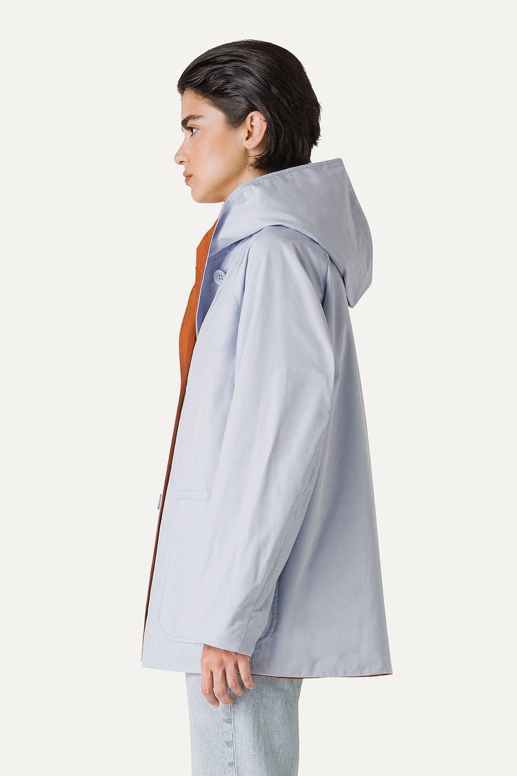 Oof Wear IMPERMEABILE REVERSIBILE CON CAPPUCCIO IN NYLON MEMORY 9411 - GHIACCIO/PAPRIKA Pezzi Unici