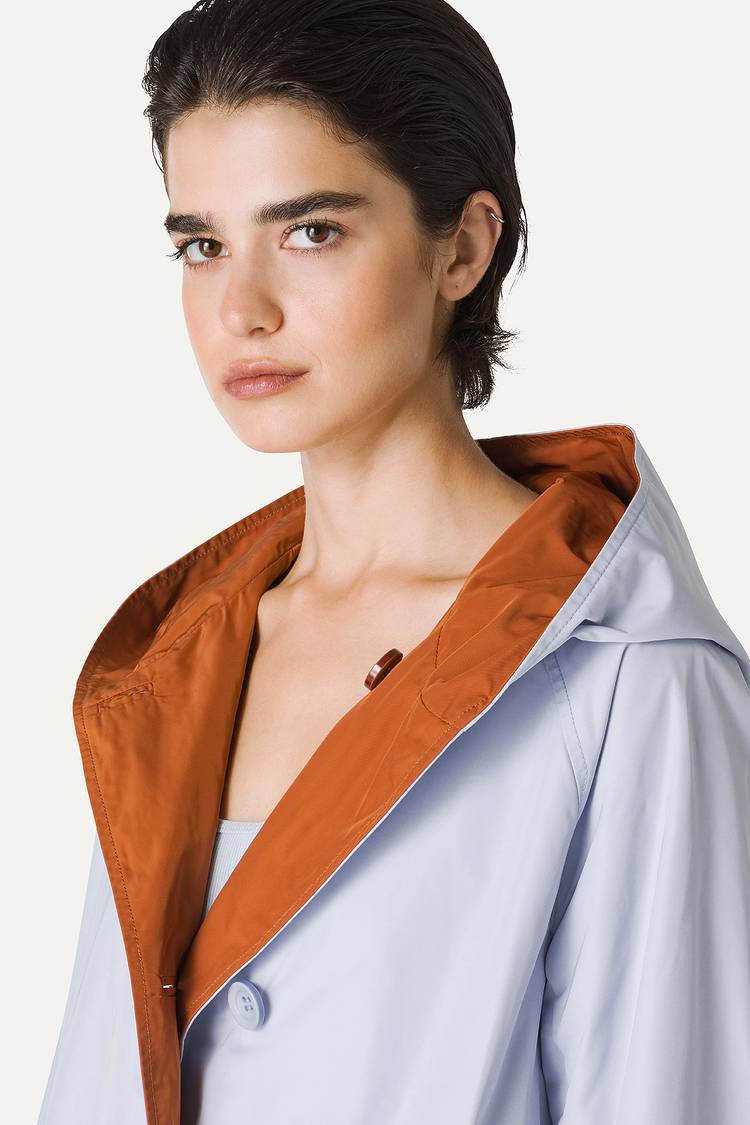 Oof Wear IMPERMEABILE REVERSIBILE CON CAPPUCCIO IN NYLON MEMORY 9411 - GHIACCIO/PAPRIKA Pezzi Unici