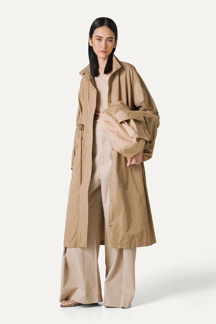 Oof Wear PARKA LUNGO OVER IN NYLON MEMORY 9211 - BEIGE Soddisfazione Garantita