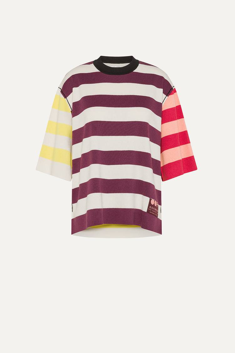 Oof Wear T-SHIRT A RIGHE COLORATE IN COTONE 4055 - PANNA/BORDEAUX Vendite Flash