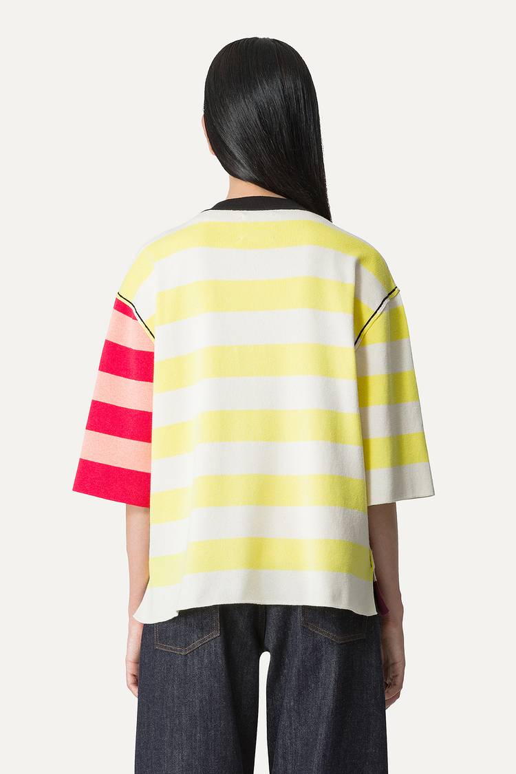 Oof Wear T-SHIRT A RIGHE COLORATE IN COTONE 4055 - PANNA/BORDEAUX Vendite Flash