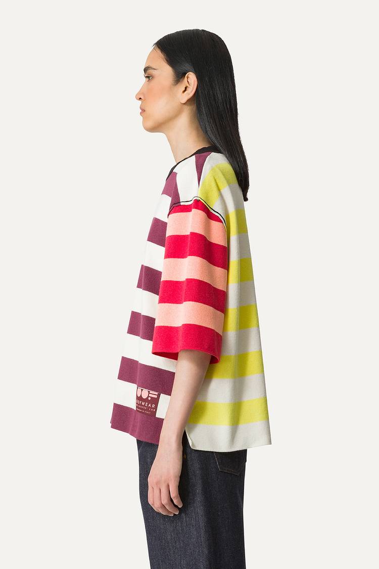 Oof Wear T-SHIRT A RIGHE COLORATE IN COTONE 4055 - PANNA/BORDEAUX Vendite Flash