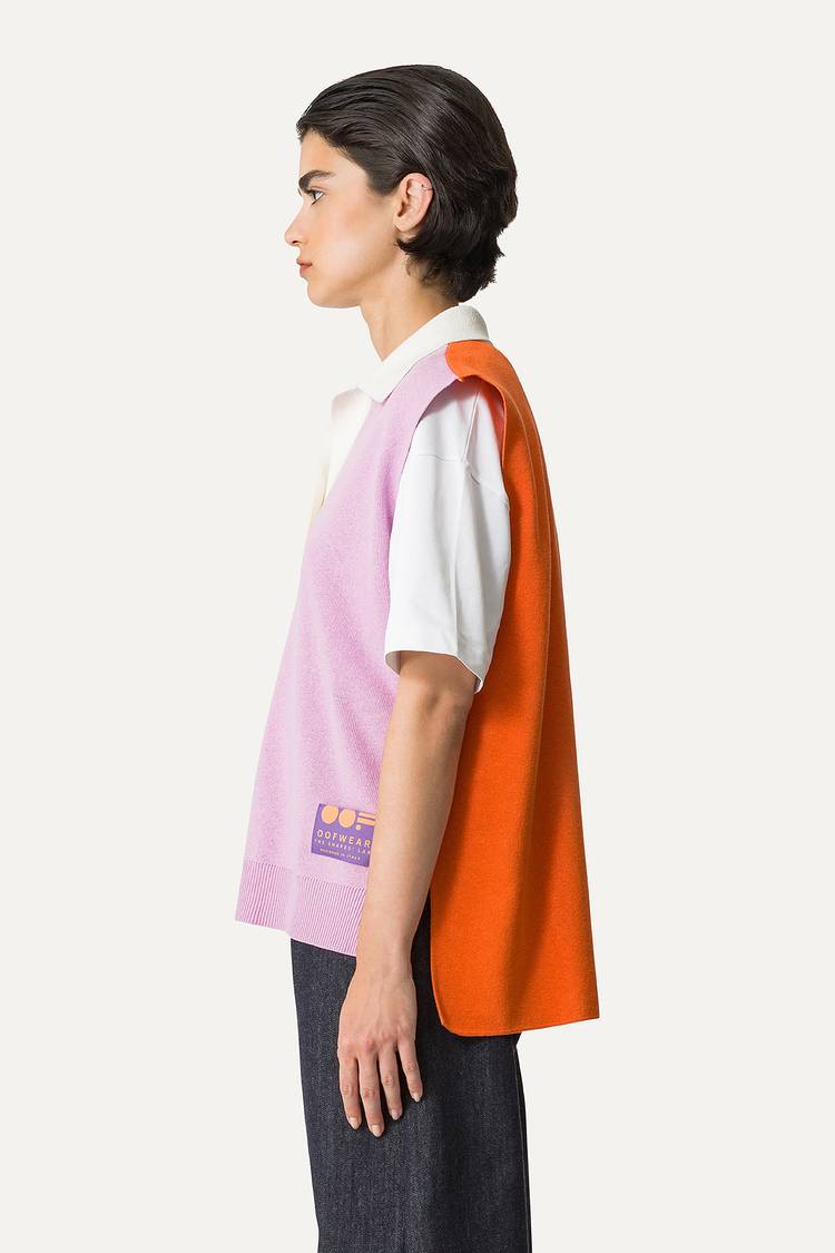 Oof Wear GILET COLORATO IN COTONE 4057 - LILLA/ARANCIO Moda
