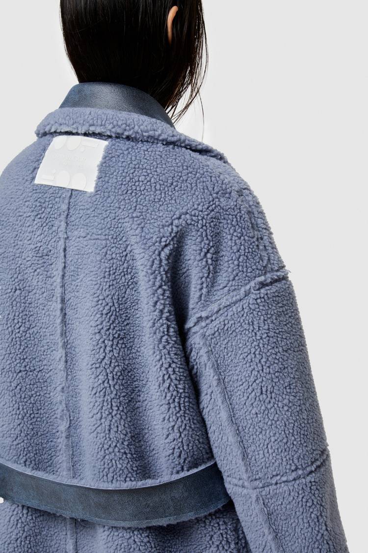 Oof Wear CAPPOTTO LUNGO REVERSIBILE 9263 IN ECO-MONTONE - CERULEO/CARTA DA ZUCCHERO Vendite Flash