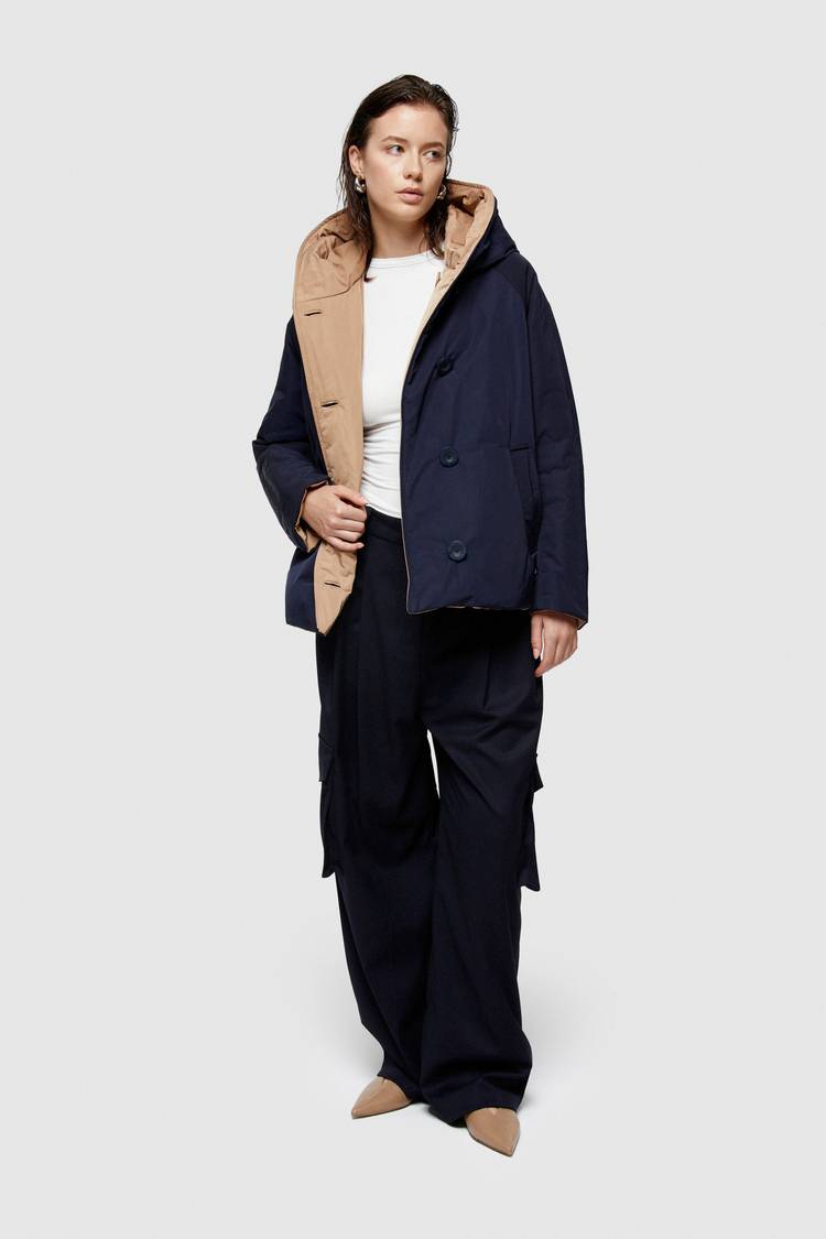 Oof Wear GIACCA REVERSIBILE 9006 IN NYLON MEMORY - BLU NOTTE/CAMMELLO Sottocosto
