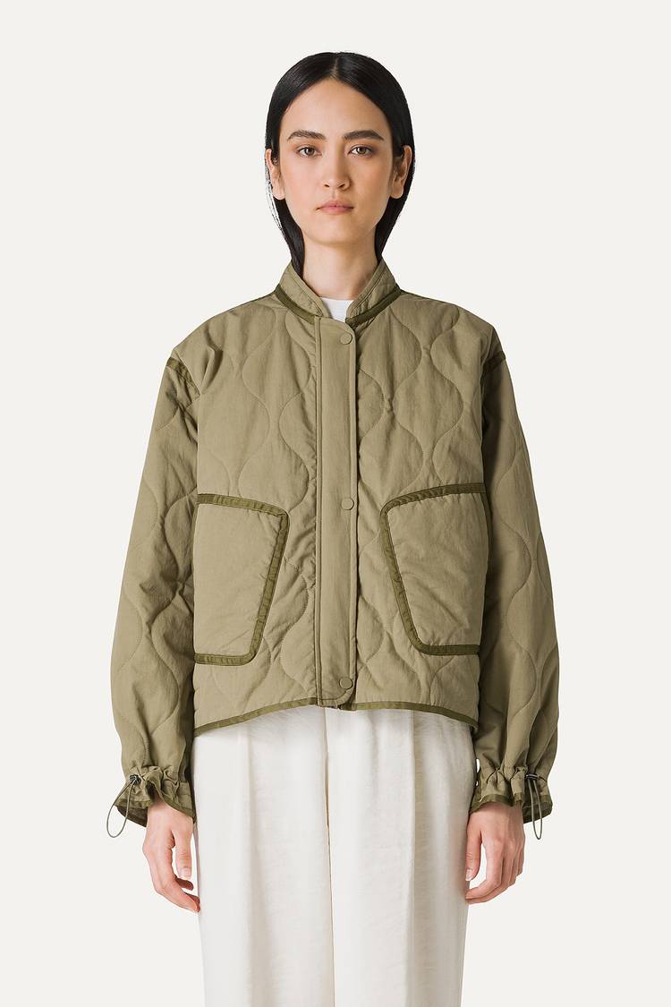 Oof Wear GIACCA CORTA SVASATA IN COTONE TRAPUNTATO 9224 - VERDE MUSCHIO Economico