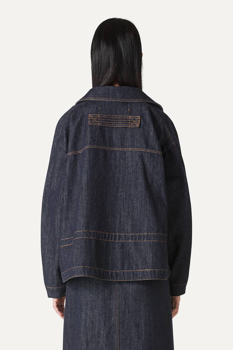 Oof Wear TRENCH CORTO IN DENIM LAVATO 9202 - BLU SCURO Hotsell