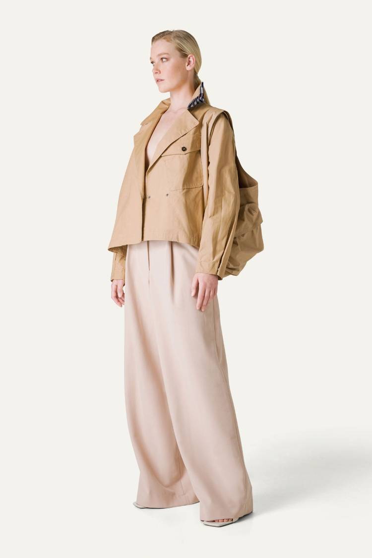 Oof Wear TRENCH CORTO IN GABARDINA DI COTONE LEGGERO 9202 - NATURALE Saldi Di Fabbrica