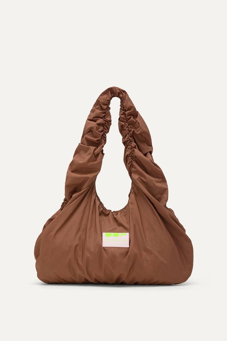 Oof Wear BORSA A SPALLA IN NYLON CRINCLE WATER REPELLENT 3079 - CIOCCOLATO Online