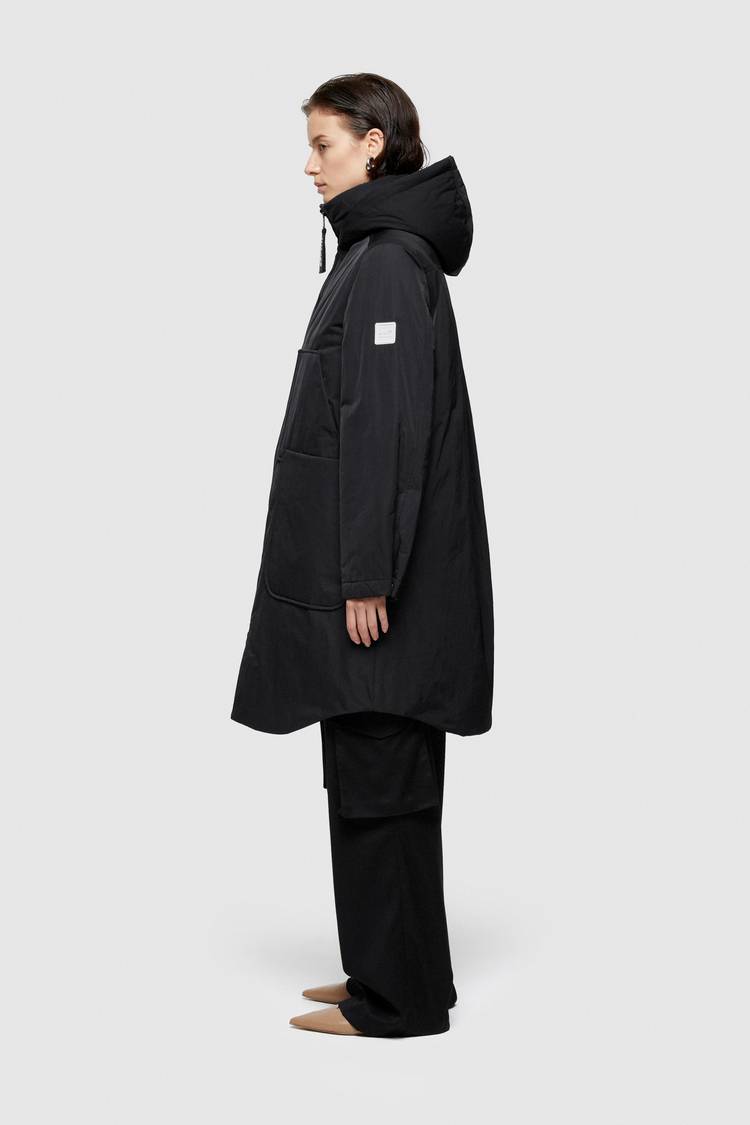 Oof Wear PARKA LUNGO 9094 IN NYLON MEMORY - NERO Saldi Di Fabbrica