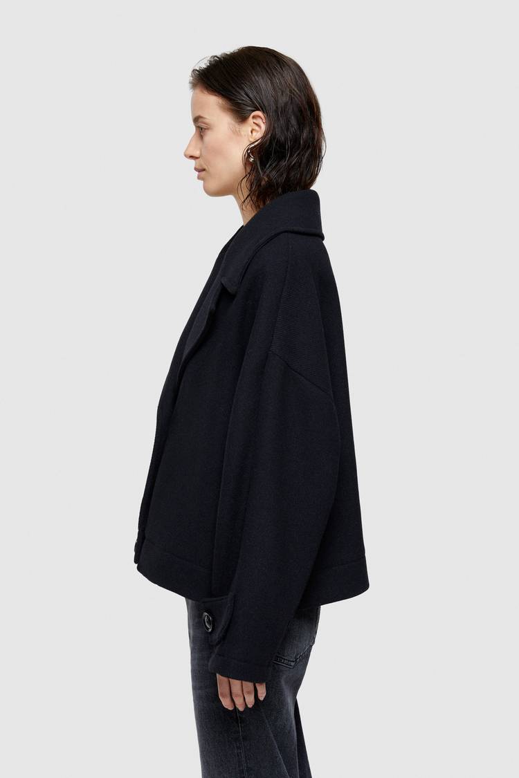 Oof Wear CAPPOTTO CORTO 9268 IN PANNO DI LANA - BLU NOTTE Nuovo