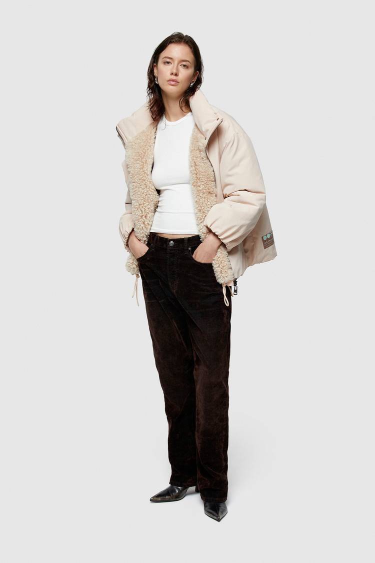 Oof Wear GIACCA REVERSIBILE 9256 IN PELLICCIA SINTETICA E COTONE - ECRU/NATURALE Vendite Flash