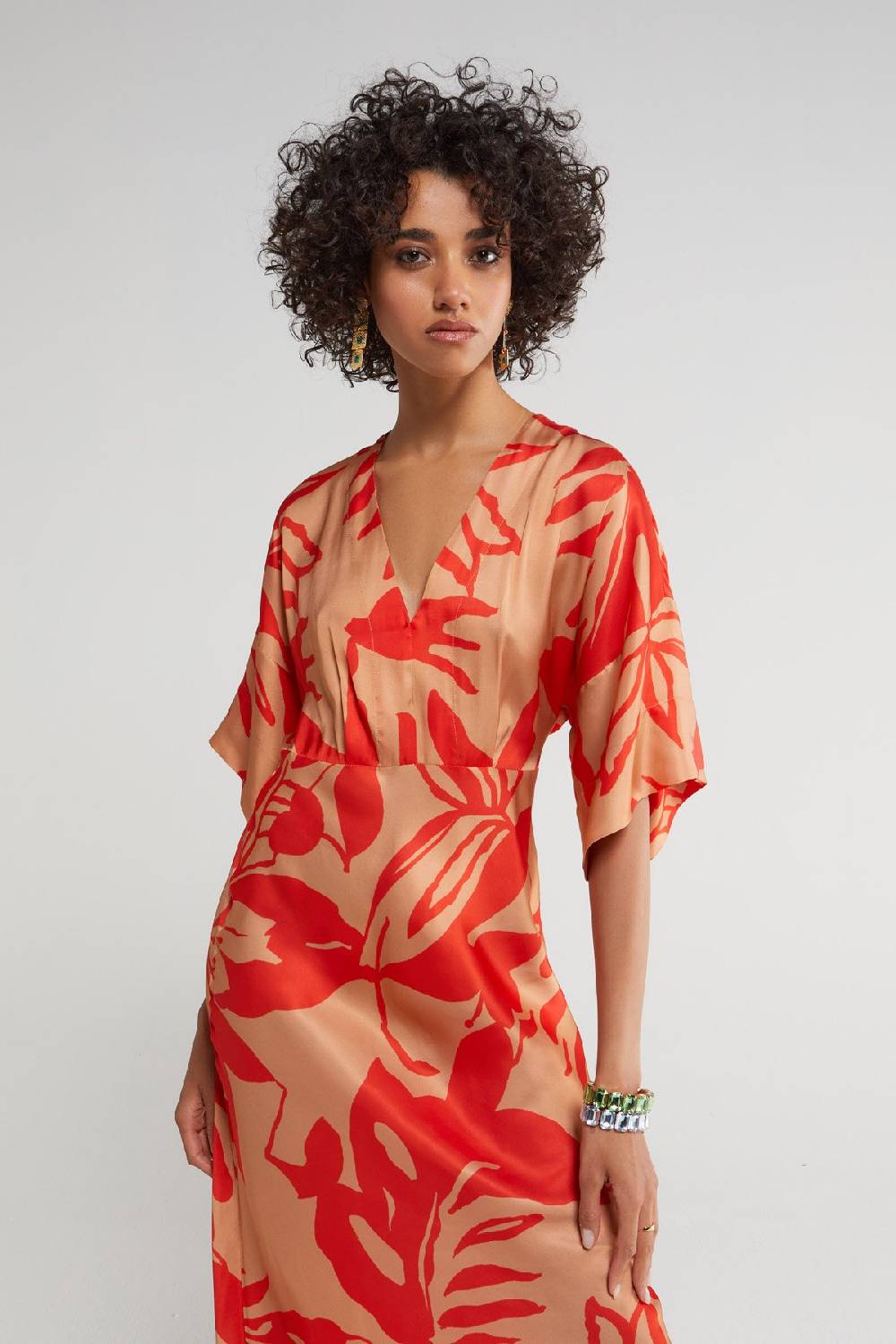 ottod'Ame Printed viscose V-neck long dress Acquista Ora