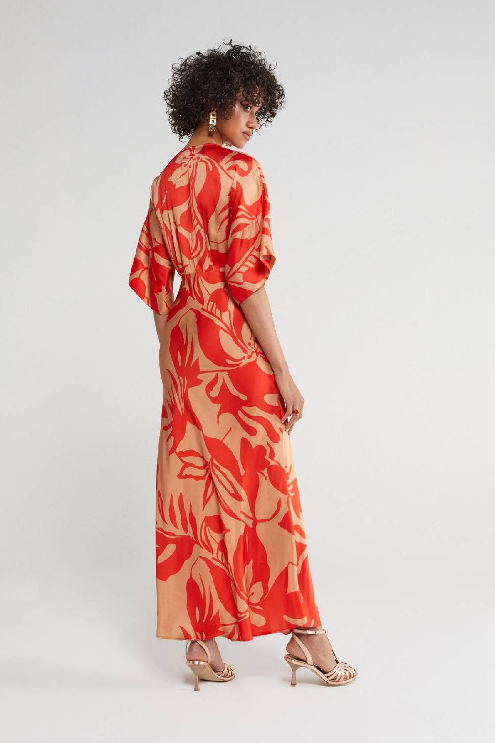ottod'Ame Printed viscose V-neck long dress Acquista Ora