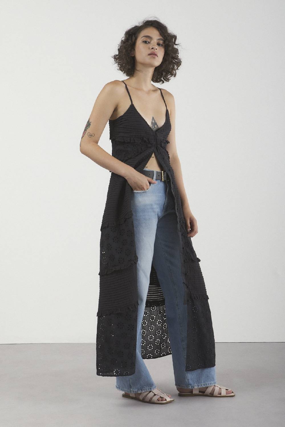 ottod'Ame Broderie anglaise long dress with ruffles Affare Del Giorno