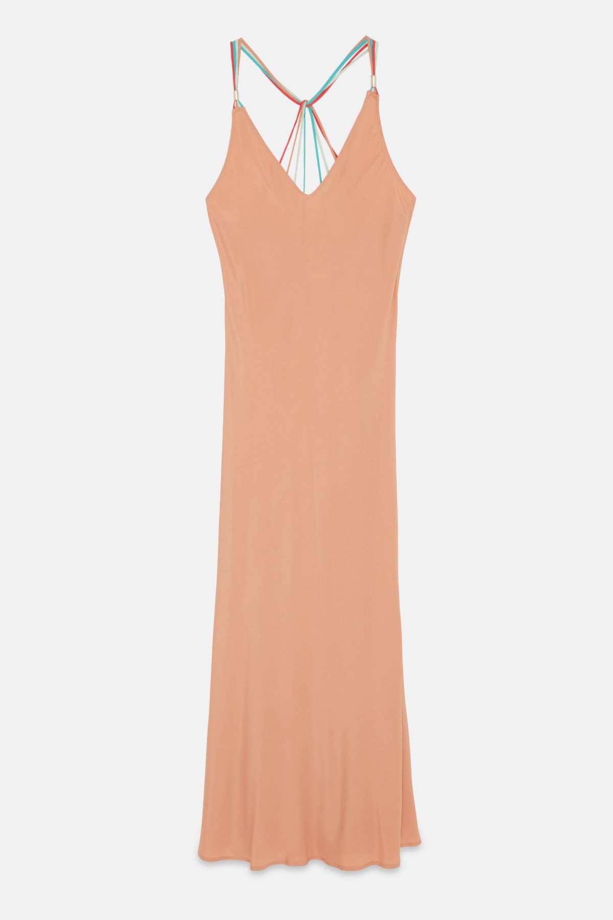 ottod'Ame Silk blend long dress with contrasting straps Negozio