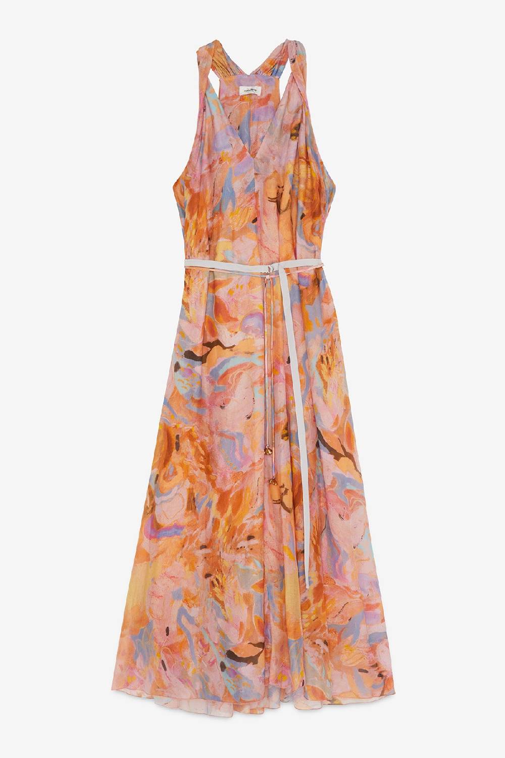 ottod'Ame Silk blend long dress with foulard neckline In Saldo