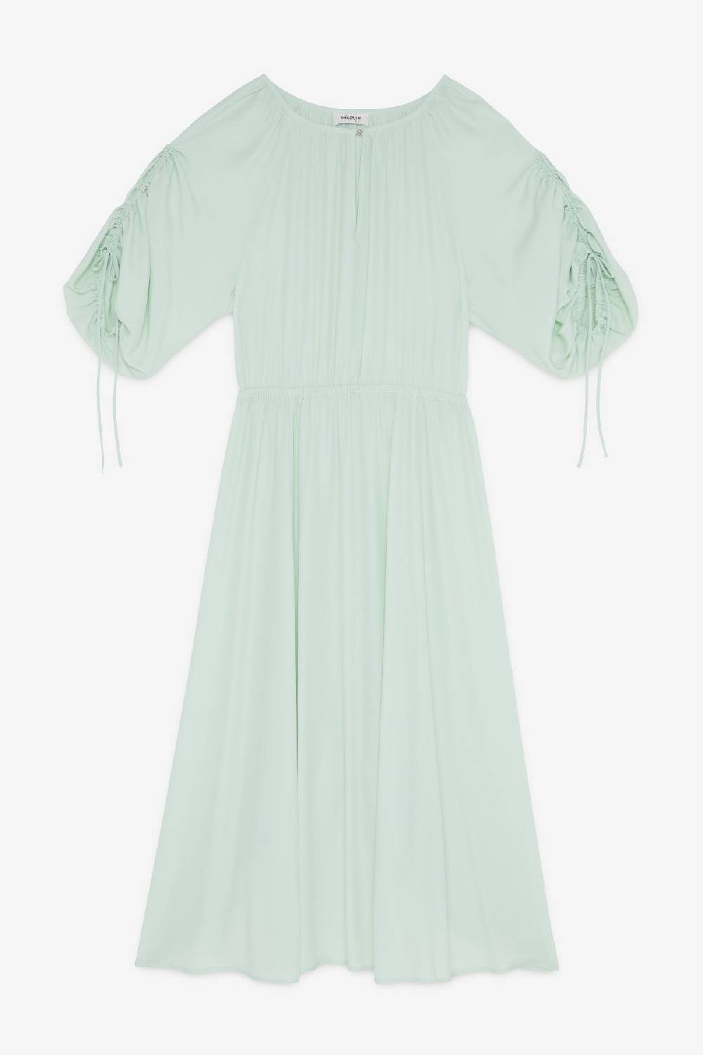 ottod'Ame Silk blend midi dress with drawstring In Linea