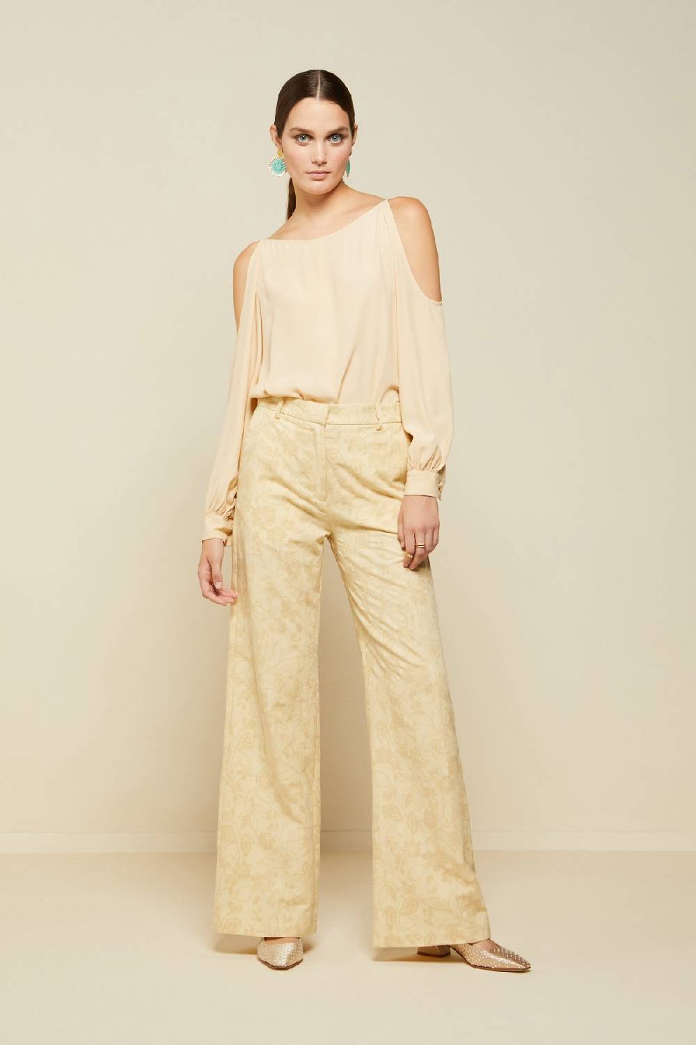 ottod'Ame Linen blend trousers with embroidery Presa
