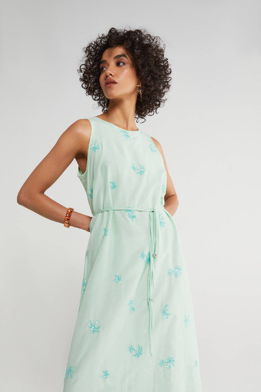 ottod'Ame Silk blend long dress with embroideries Saldi Di Fabbrica