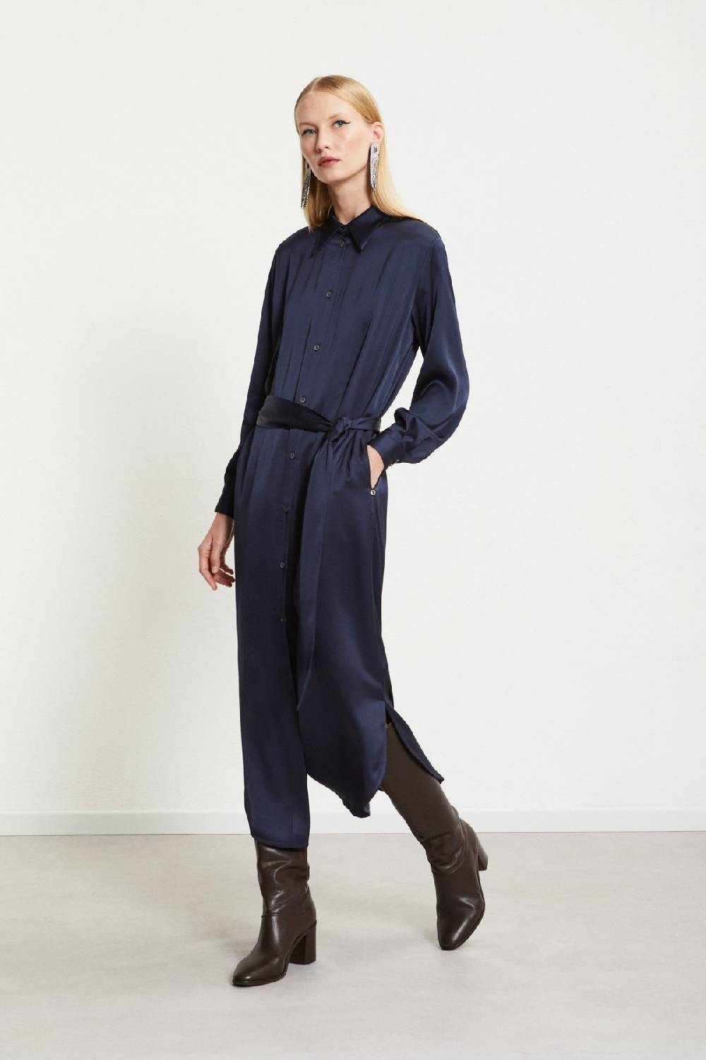 ottod'Ame Viscose long chemisier with sash Nuovo