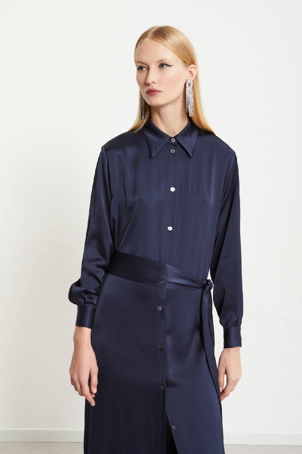 ottod'Ame Viscose long chemisier with sash Nuovo