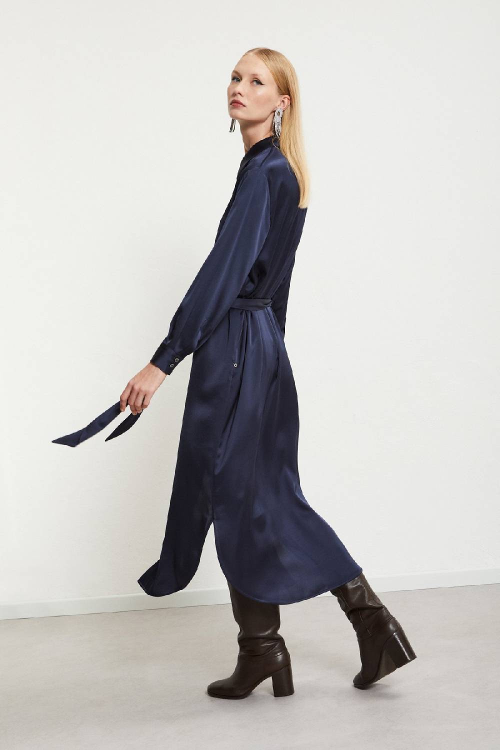 ottod'Ame Viscose long chemisier with sash Nuovo