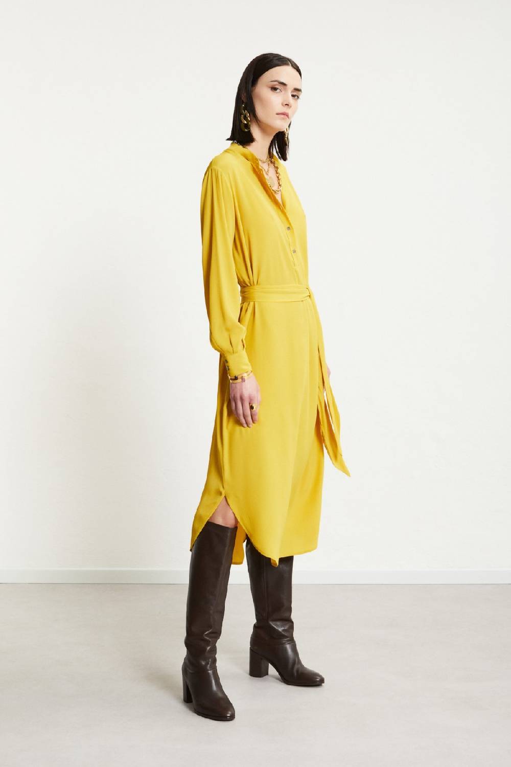 ottod'Ame Silk-blend midi dress with sash Qualità Garantita