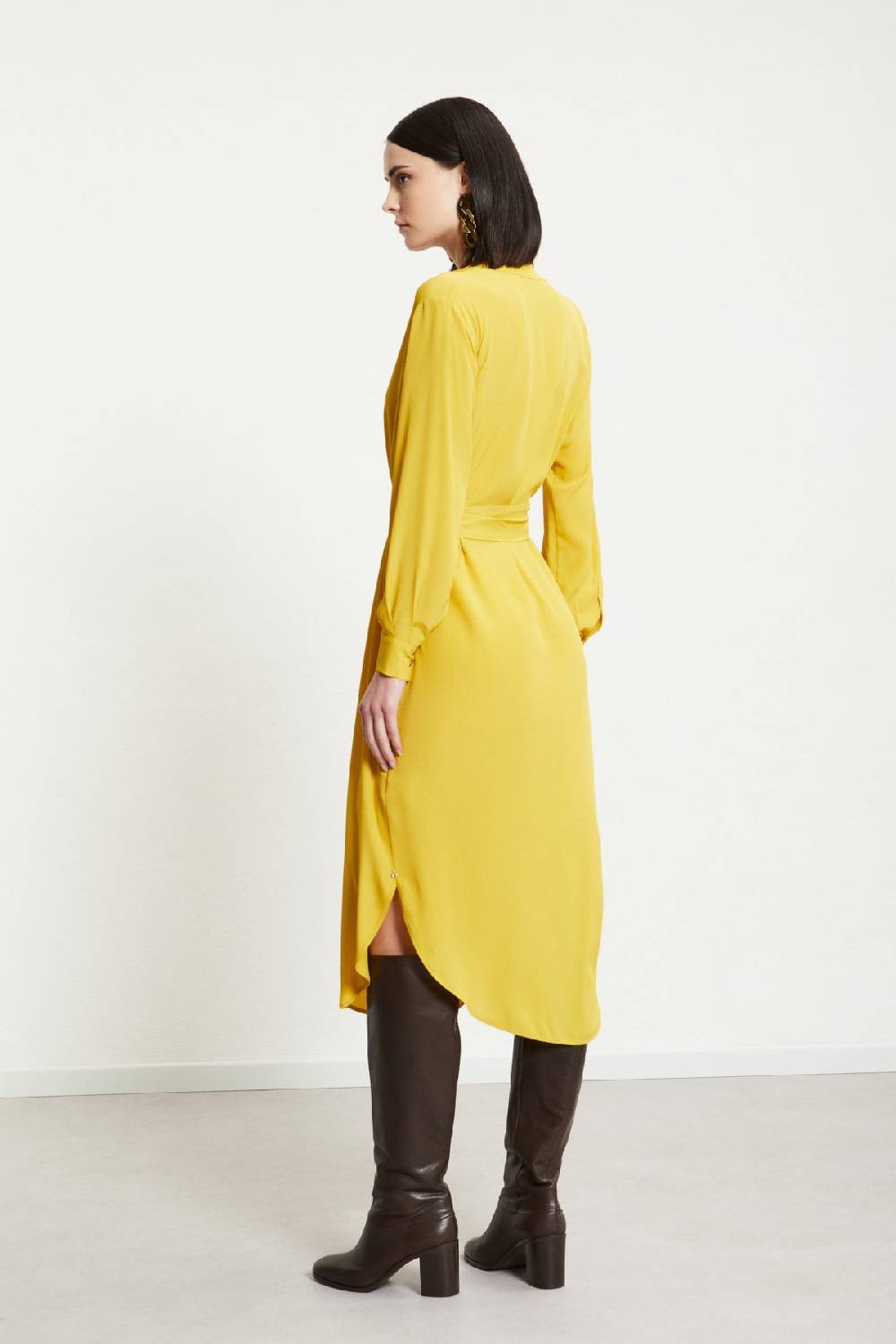ottod'Ame Silk-blend midi dress with sash Qualità Garantita