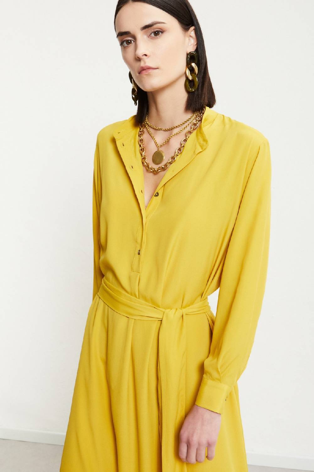 ottod'Ame Silk-blend midi dress with sash Qualità Garantita