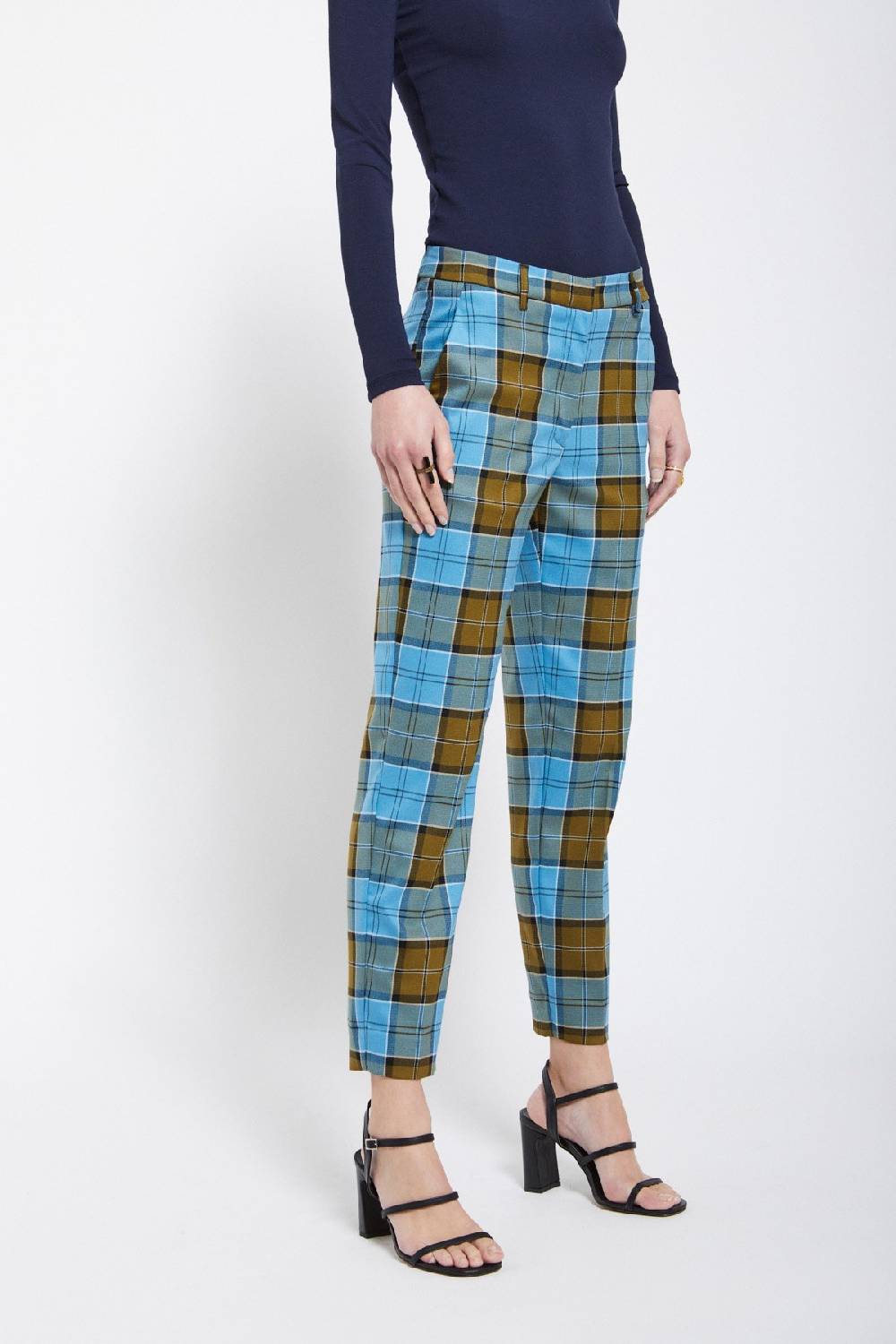 ottod'Ame Printed tartan anlke lenght trousers Consegna Veloce