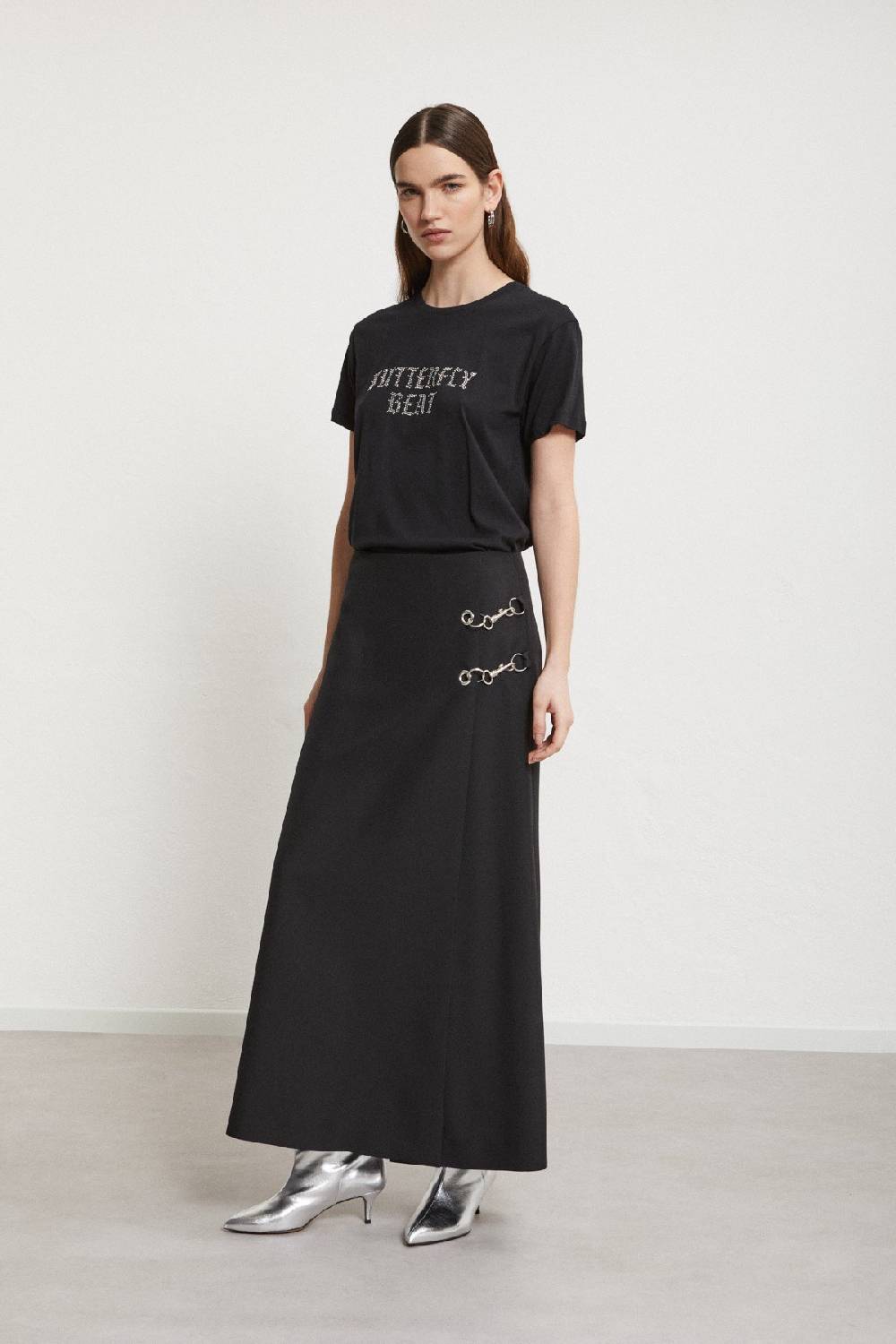 ottod'Ame Long skirt with grommet and chain In Linea
