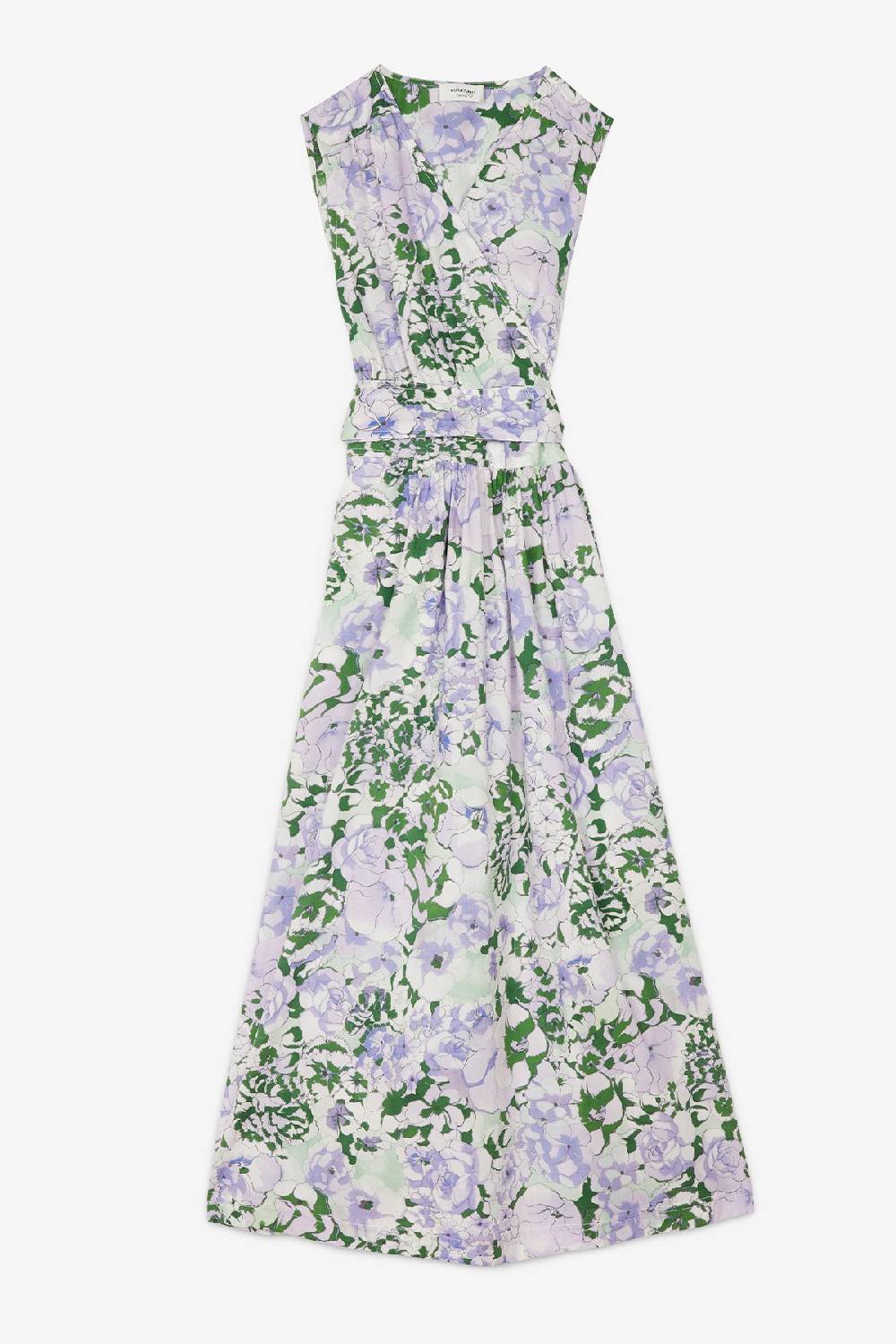 ottod'Ame Printed cotton long dress with criss-cross neckline Promozione