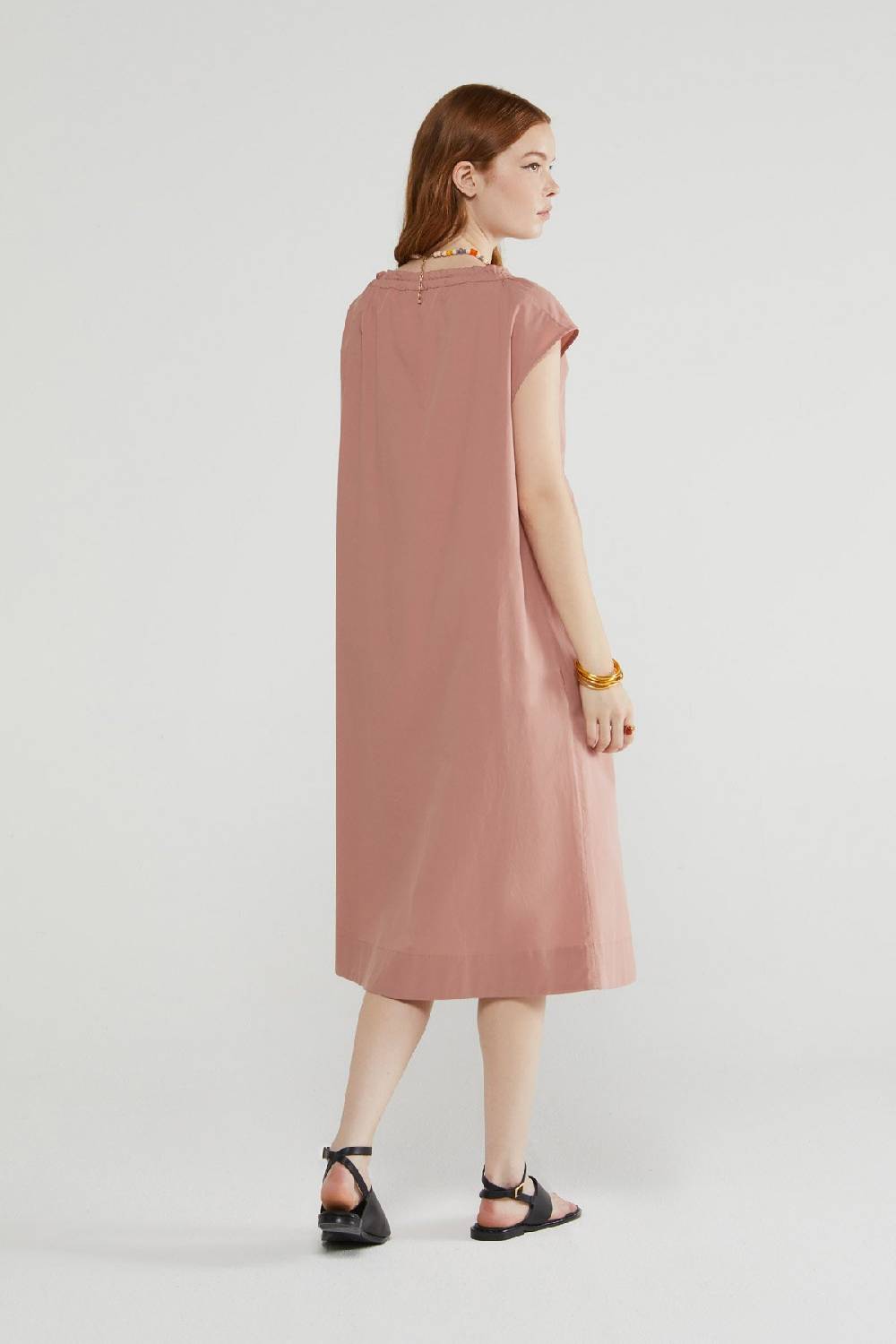 ottod'Ame Poplin midi dress with drawstring Offerta