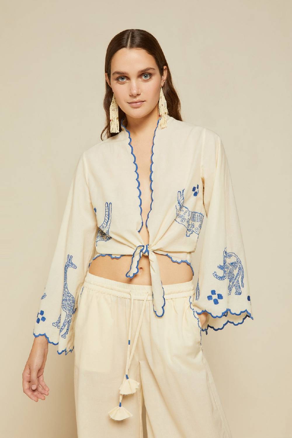 ottod'Ame Cotton knotted shirt with embroidery Offerte