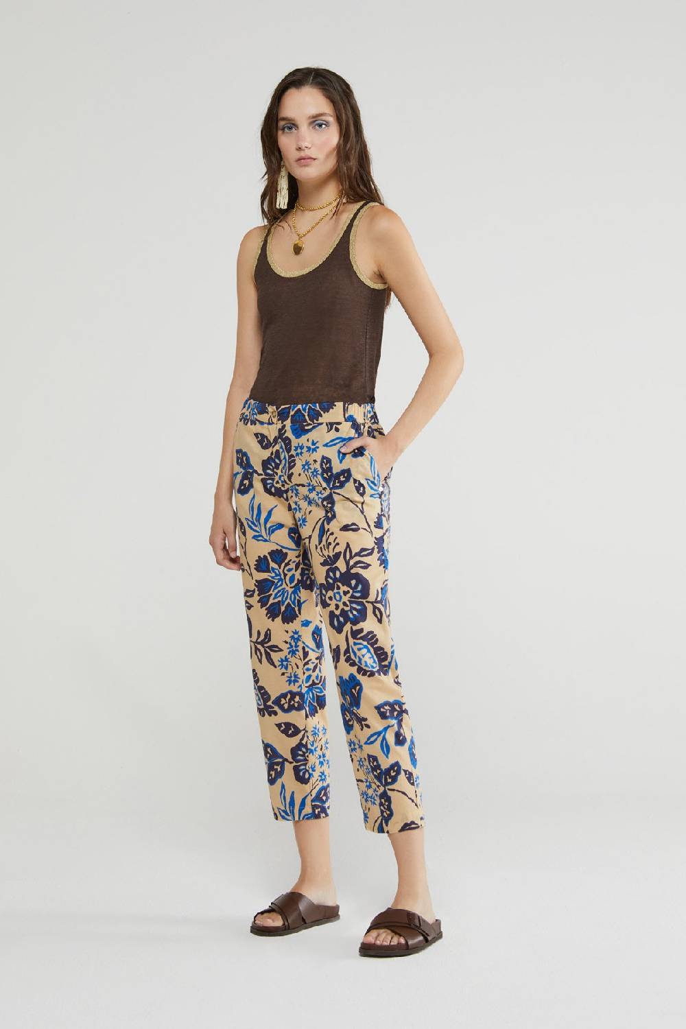 ottod'Ame Cotton ankle length trousers Saldi Di Fabbrica