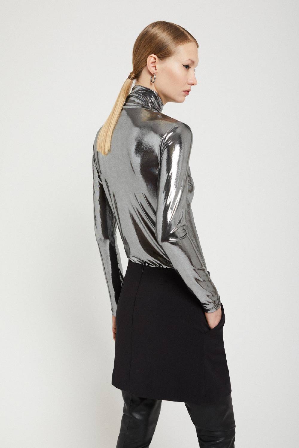 ottod'Ame Stretch turtleneck t-shirt with vinyl effect Nuova