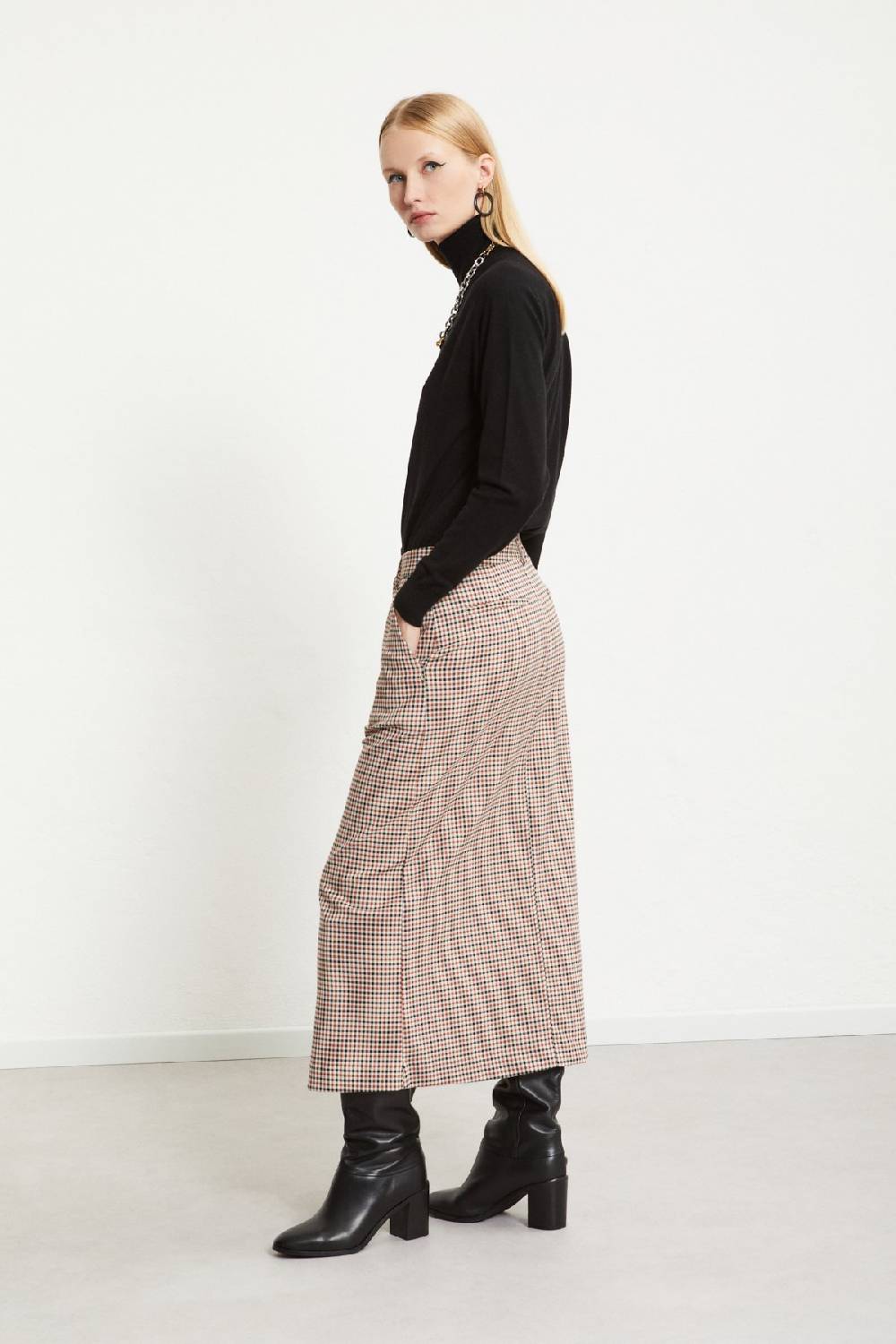 ottod'Ame Printed check long skirt Negozi Online