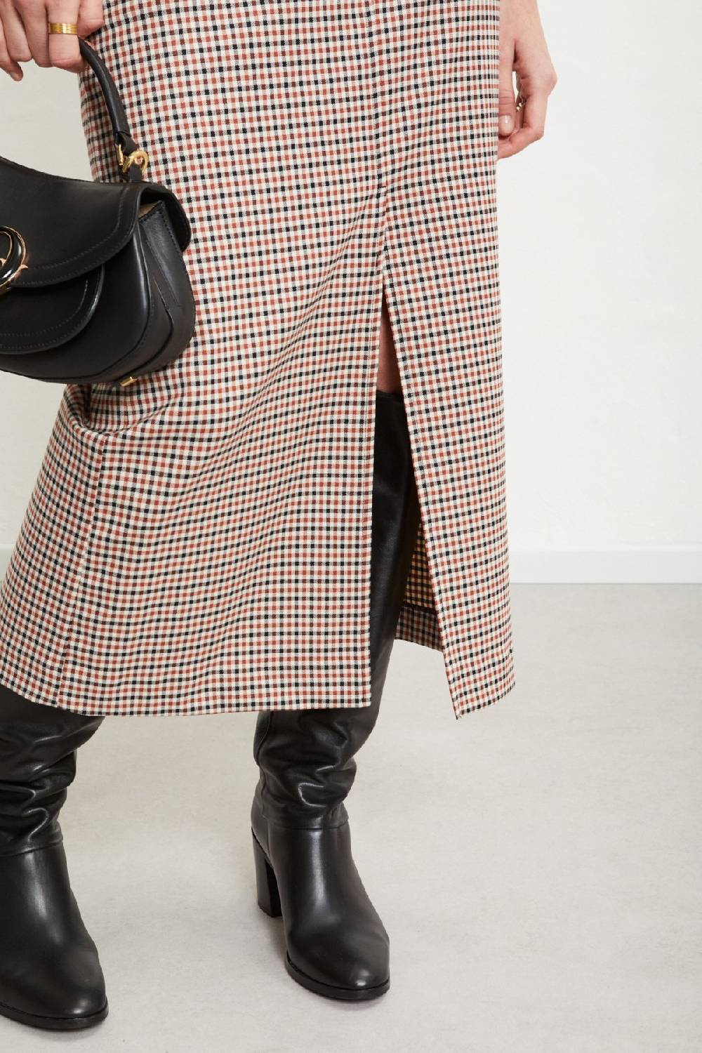 ottod'Ame Printed check long skirt Negozi Online